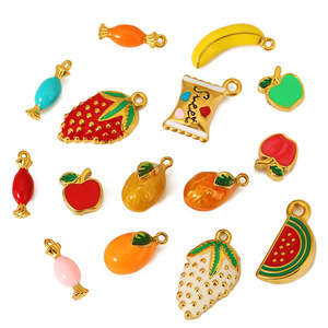 Nourriture miniature sucrée |   Breloques en émail en acier inoxydable plaqué PVD 18 carats pour la fabrication de bijoux DIY |   Pendentifs Fruits et Bonbons - Product Image 2