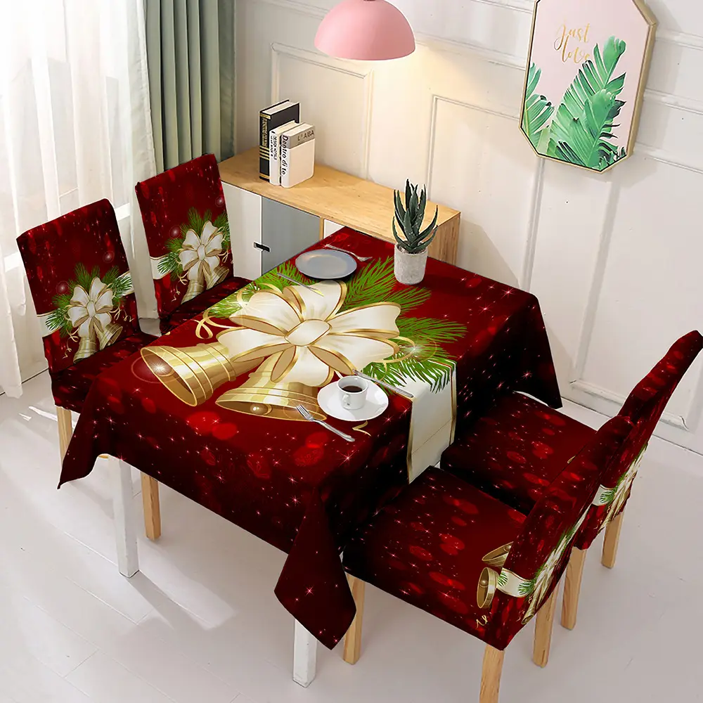 Festa di natale festa sedia decorazione tovaglia di cotone con copertura stampata forniture per la decorazione della casa