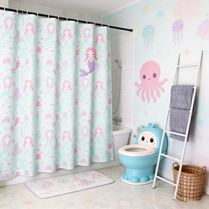 Cortina <span class=keywords><strong>de</strong></span> Ducha <span class=keywords><strong>de</strong></span> PEVA con Estampado <span class=keywords><strong>de</strong></span> Dibujos Animados, Directo <span class=keywords><strong>de</strong></span> Fábrica, Diseño Personalizado, Ecológica e Impermeable - Product Image 1