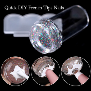 Outil <span class=keywords><strong>de</strong></span> tamponnage pour nail art, tête en silicone transparente colorée avec poignée, pour estampage <span class=keywords><strong>de</strong></span> motifs français sur les ongles - Product Image 3