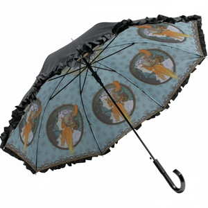 AU-02613 artistico volant Jump ombrello bronzo e rose per la collezione pioggia & sole Mucha - Product Image 1