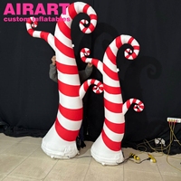 Arbre gonflable en forme de canne à sucre de 3 m (10 pi) de haut, qualité commerciale, pour décoration d'entrée de centre commercial de Noël, arbre gonflable personnalisé en forme de bonbons