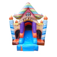 Château Gonflable Commercial pour Enfants, Combo de Jeux Gonflables pour Fêtes, Maison de Rebond Gonflable en Forme de Gâteau avec Toboggan Intérieur