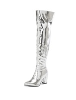 Bottes hautes au-dessus du genou, imperméables, antidérapantes, sexy, blanches, brillantes, élastiques, à fermeture éclair, pour l'hiver