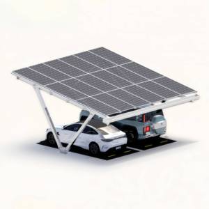 Structure de support de carport solaire en acier à double rangée personnalisée avec système de <span class=keywords><strong>gouttière</strong></span> intégré, certifiée CE, surface anodisée, garantie 10 ans - Product Image 2