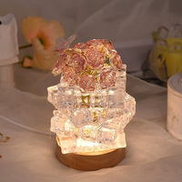 Mini LED Rose Cube Lampes De Table DIY Plug-in Ampoules De Fleurs pour Chambre Décor pour Noël Vacances Mariages Knick-Knacks Produit