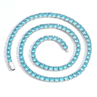 Chaîne Tennis Multicolore 5mm Iced Out 5A CZ à Rangée Unique avec Fermoir à Ressort en Zircon Cubique, Bijoux Hip Hop pour Femmes et Hommes