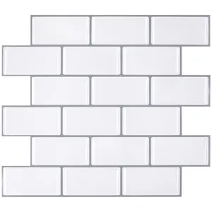 Adesivo de parede de azulejos quadrados, adesivos brancos 3d para decoração de casa, painel de parede de cozinha, descascar e vara