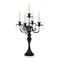 Candélabres noirs à 5 têtes de 51 cm pour décoration de mariage, centre de table et décoration de fête