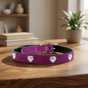 Handmade Highest Quality Genuine Leather Dog <b>Collar</b> With Carved Heart Stud Design Manufacturer - Product Image 2