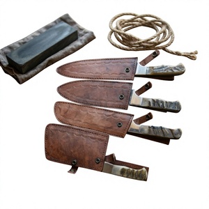 Ensemble de couteaux de cuisine en acier Damas torsadé, 4 pièces, haute qualité, dureté 59-60HRC, épaisseur de lame 3,00 mm, bord brut, manche en corne de mouton - Product Image 4