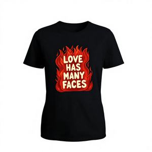 Camiseta de Jersey para Mujer Love Has Many Faces, Negra, Manga Corta, Estilo Casual, Cuello Redondo, Lavable a Máquina, Sin Elasticidad - Product Image 1