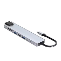 Adaptateur Hub USB-C 8-en-1 Type-C 4K 30Hz Convertisseur Ethernet USB 3.0 Hub USB-C Dock 1-en-8 pour MacBook