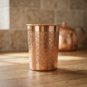 Hand-Made <b>Copper</b> glass With Floral Pattern Oriental Design Single Wall Metal Drinkware For Party Gift Adults - Product Image 1