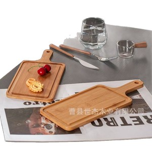 Plateau de service rectangulaire en bambou Mu Yujia avec poignée pour la présentation des aliments - Product Image 4