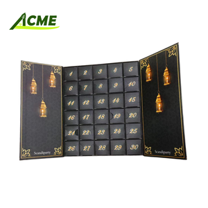 Boîte cadeau de luxe personnalisée avec logo doré Eid Mubarak en arabe, dattes, chocolat, calendrier de l'avent du Ramadan de 30 jours - Product Image 3