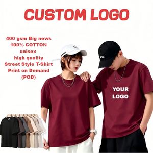 Camiseta Personalizada de 400 g/m² para Hombre, 100 % Algodón, Estilo Urbano Holgado, Diseño Gráfico Vintage, Unisex, Casual, Manga Corta, Color Claret - Product Image 1