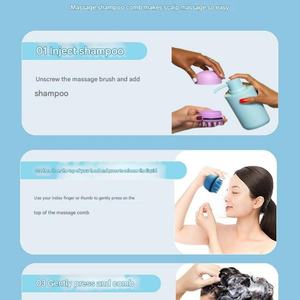 Brosse de massage capillaire personnalisée avec logo, brosse à cheveux sans fil en silicone pour le cuir chevelu, brosse à shampooing - Product Image 5
