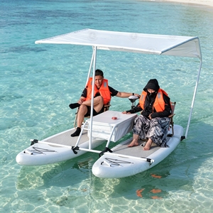 Bateau gonflable portable pour 2 personnes, type paddleboard, ponton <span class=keywords><strong>de</strong></span> pêche, catamaran pour fête aquatique - Product Image 1