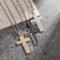 Collier en acier inoxydable avec pendentif croix, bijoux religieux populaires transfrontaliers, chaîne en os de serpent en acier inoxydable