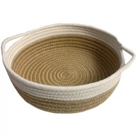 Panier de rangement multifonctionnel en paille tressée à la main, style pastoral, avec poignée, capacité 3-6L, panier de rangement, organisateur de bureau, pot de fleurs décoratif