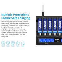 Chargeur de batterie universel intelligent XTAR VC8 pour piles AA AAA Ni-MH Ni-CD 3.7v Li-Ion 14500 16340 26650 21700 8 emplacements 18650 avec testeur de capacité