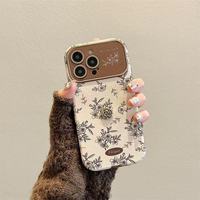Étui de téléphone en cuir de luxe à motif floral vintage plein écran pour iPhone 17 16 Pro Max avec dragonne – Nouvelle collection automne-hiver en gros