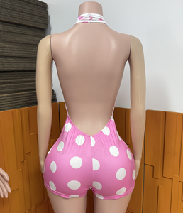 PEEQI Tuta Estiva in COTONE misto rosa, Streetwear Carino Senza Maniche con Schiena Scoperta a Pois, Tuta Intera Casual <span class=keywords><strong>Elegante</strong></span> da <span class=keywords><strong>Donna</strong></span> - Product Image 5