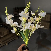 Lampe LED solaire en forme d'orchidée, étanche, à piquer dans le jardin, pour éclairage décoratif de plantes artificielles à la maison et au jardin