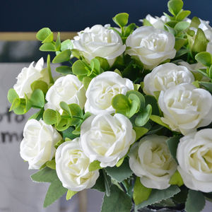 Flores de rosa de seda de alta calidad para ramo de boda ramo de rosas de Dólares artificiales nupciales - Product Image 2