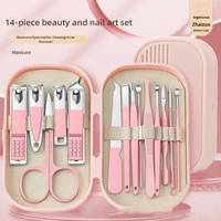 Ensemble de coupe-ongles professionnel en acier inoxydable 8/14 pièces |   Outils de manucure et de pédicure portables avec boîte de rangement