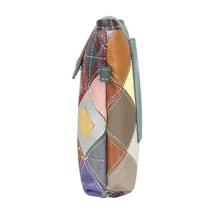 AndoBag Color Stitching Plaid Shoulder <b>Bags</b>, Genuine Leather <b>Mobile</b> <b>Phone</b> <b>Bag</b> for Women, Magnetic Closure 1903 - Product Image 4
