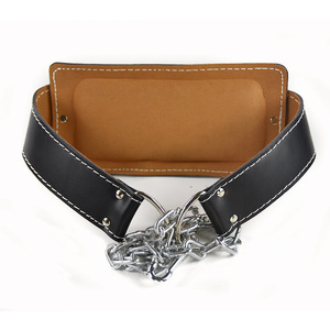 Cowhide Leather Breathable Waterproof Powerlifting <b>Belt</b> with Metal Chain Back Support Unisex Professional Gym Training - Product Image 3