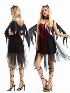 Costume d'Halloween pour adulte 2025, style gothique sombre, <span class=keywords><strong>sexy</strong></span>, ange, diable, <span class=keywords><strong>vampire</strong></span>, sorcière, robe de fête - Product Image 3