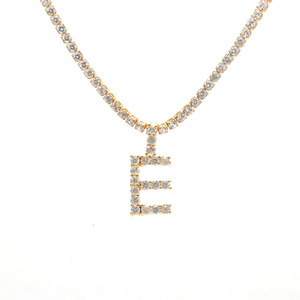 Meilleure Vente Personnalisé Plaqué Or Lettre Pendentif collier de Tennis, Diamant Initial Choker Collier Personnalisé Femmes Hommes - Product Image 5