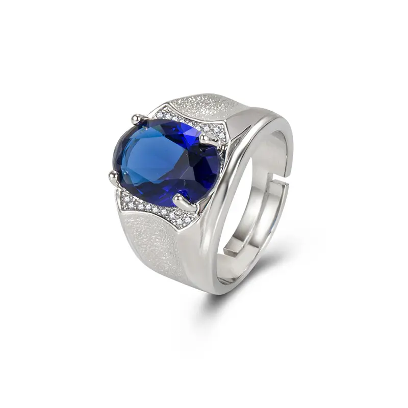 Anel de casamento com pedras preciosas azuis, anel masculino para festa de casamento, opala azul, promessa tamanho 6-16