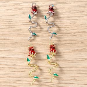 Модный кулон в виде красной розы, романтичный, из сплава, для самостоятельного изготовления, для чехлов для телефонов, брелоков, украшений, аксессуаров для рукоделия - Product Image 4