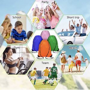 Wholesale 210D <b>Waterproof</b> Polyester Gymsack Training <b>Drawstring</b> <b>Bag</b> with Custom Logo Letter Pattern - Product Image 4