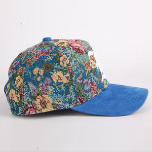 맞춤형 클래식 패션 3D 자수 로고 스포츠 야구 모자 5패널 블루 스웨이드 곡선 챙 고라스 야구 모자 도매 - Product Image 2