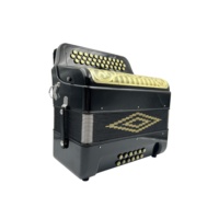 SEASOUND OEM Accordéon 34 Boutons 12 Basses 3 Registres Noir Brillant Grille Dorée Boutons Dorés Instrument Acrodeon JB3412C