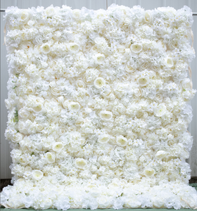 Panel de Flores Artificiales de Aluminio y Hierro, Color Blanco/Rosa, 8FTx8FT, Sistema Modular Resistente, Fácil de Transportar, Decoraciones para Bodas - Product Image 1