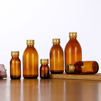30ML 60ML 100ML 150ML 200ML 250ML Bouteille de sirop contre la toux en verre ambré rond avec bouchon en plastique