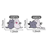Épinglette en émail décorative en métal, motif double chat de dessin animé, pour vêtements, sacs à dos, chapeaux et accessoires quotidiens