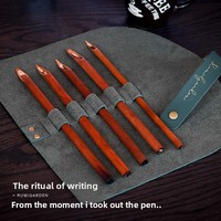 Étui à stylos en cuir fait main pour calligraphie, pochette portable à 5 et 10 emplacements, étui à stylos vintage en feutre et cuir