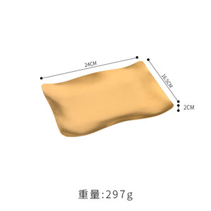 Restoran, Kafe Toptan Satış Özel Logo Baskılı, Premium Gıda Sınıfı Paslanmaz Çelik Ayna Cilalı Dalgalı Dikdörtgen Servis Tabağı - Product Image 6