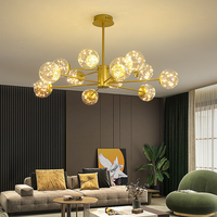 Lustre Suspendu LED Moderne de Luxe Léger 2022 en Fer et Verre, Réglable en Hauteur, Style Nordique, pour Restaurant et Salle à Manger, Modèle Baby's Breath Star