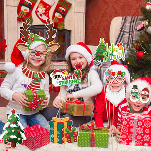 Christmas Photo Booth Props Kit Santa Hat Glasses Decoration for Xmas Party Photography <strong>Background</strong> Supplies Holiday Festival Fun - Product Image 4