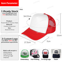 Sombreros de camionero de malla para niños, gorras deportivas de béisbol de malla con bordado personalizado de espuma con Logo de 5 paneles
