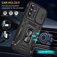 Coque antichoc pour Samsung Galaxy A17 A16 5G avec cache-caméra coulissant et béquille rotative, support magnétique pour voiture
