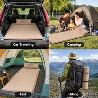 Matelas pneumatique double de camping avec pompe à pied intégrée, 190*65*8cm, tapis de couchage pour voiture, matelas gonflable ultraléger